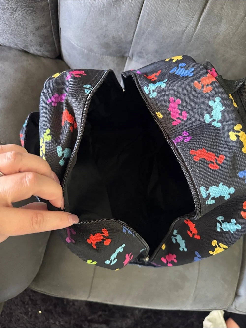 Disney Black Backpack with Multicolor Mickey Silhouettes